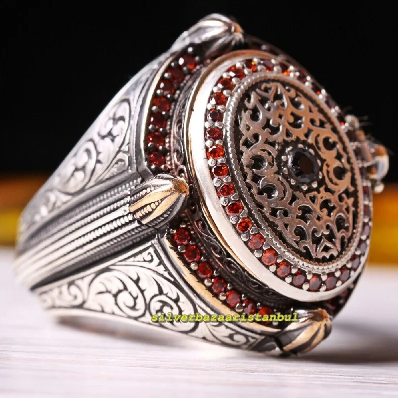 Handmade Islamic 925 Sterling Silver Mosque Design Mens Ring