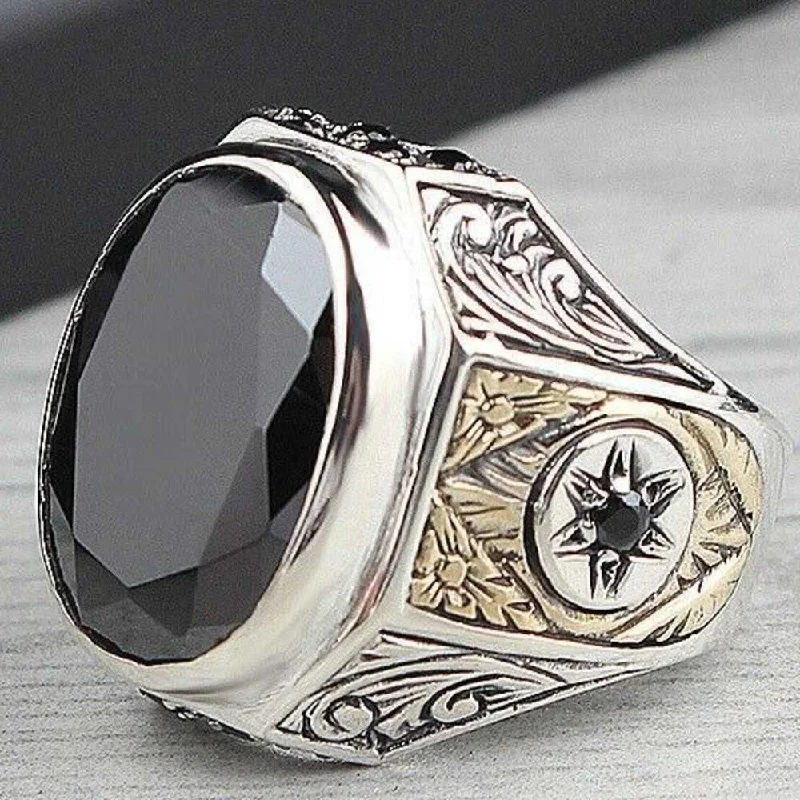 Most Selling Onyx Stone 925 Sterling Silver Handmade Mens Ring