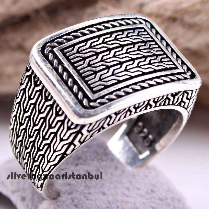 Simple No Stone 925 Sterling Silver Popular Mens Ring