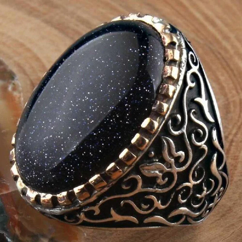 Special 925 Sterling Silver Original Agate Stone Mens Ring