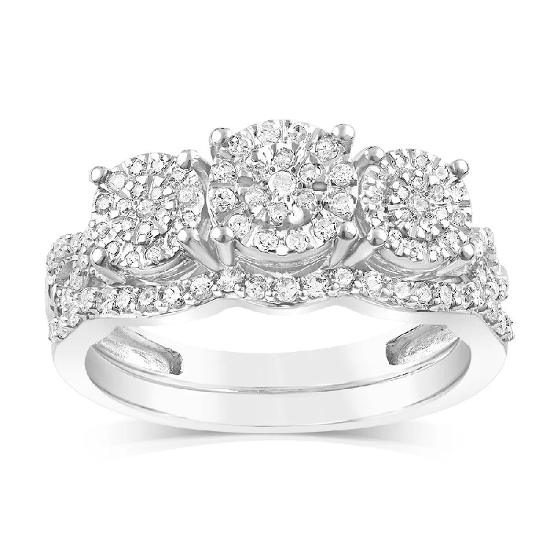 Sterling Silver 0.45 Carat Diamond Bridal 2Ring Set