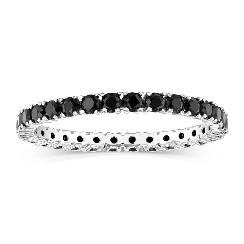 Sterling Silver Black Cubic Zirconia Tennis Ring