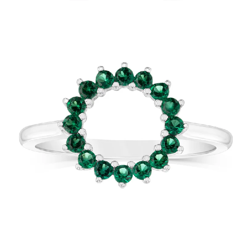 Sterling Silver Green Cubic Zirconia Circle Of Life Ring