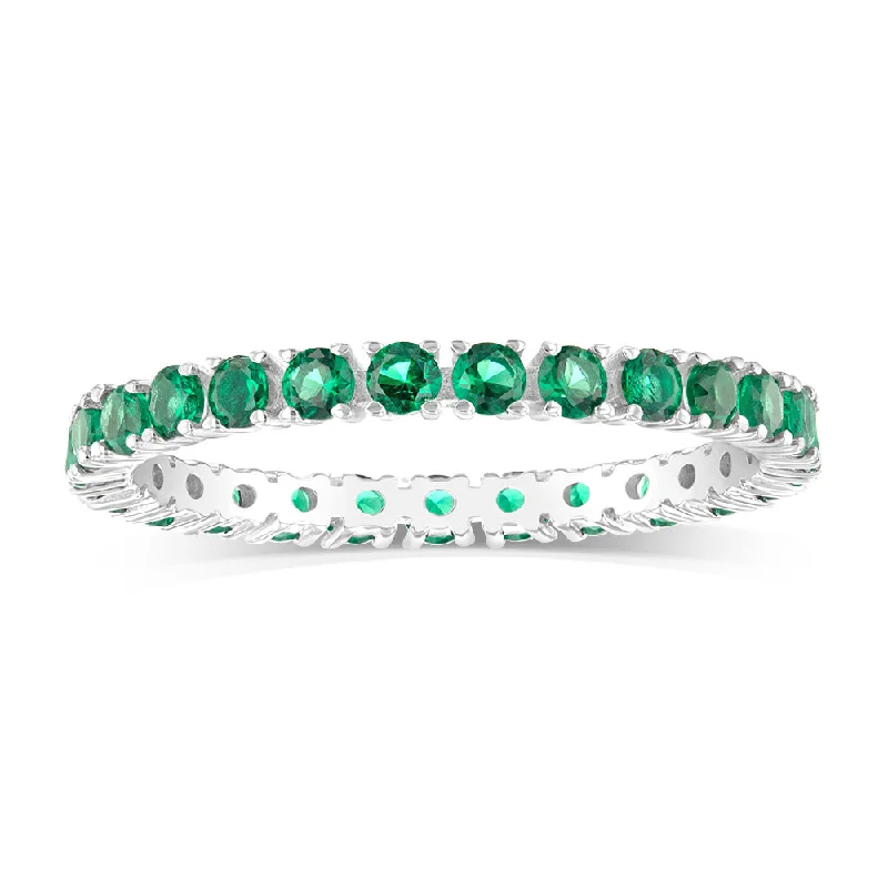 Sterling Silver Green Cubic Zirconia Tennis Ring