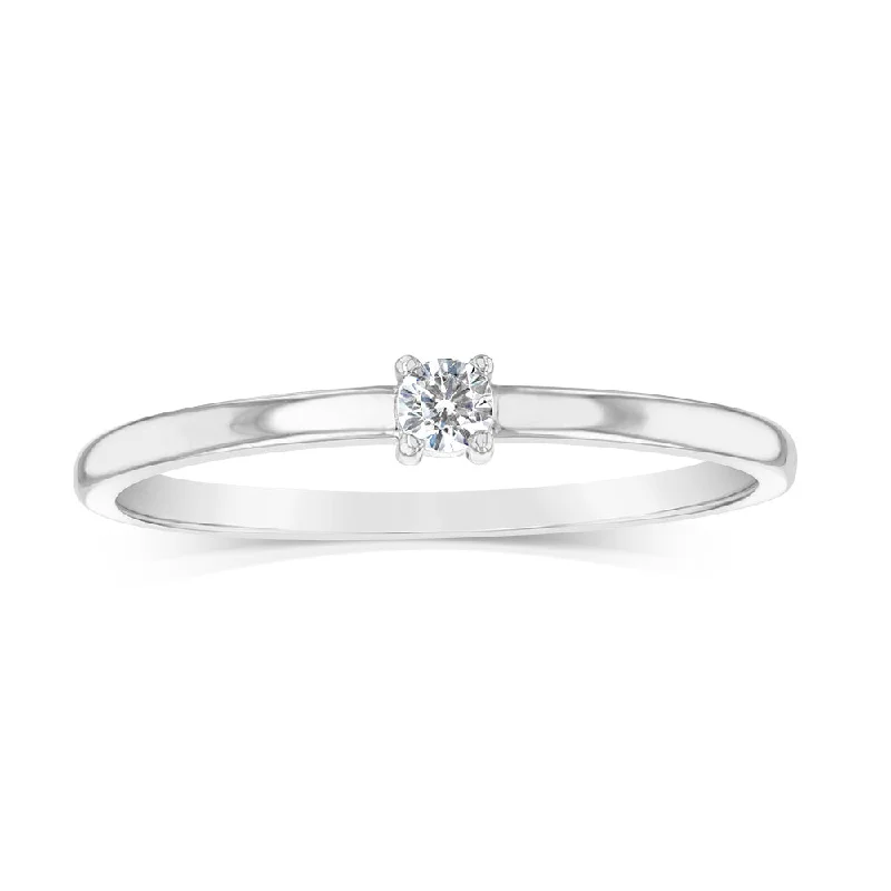 Sterling Silver White Cubic Zirconia 4 Claw Ring