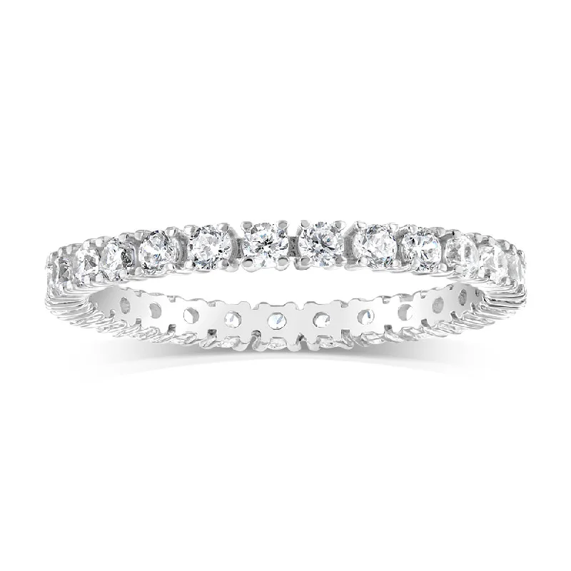 Sterling Silver White Cubic Zirconia Tennis Ring