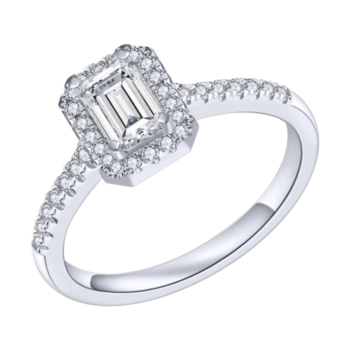 Sterling Silver Zirconia Halo Octagonal Channel Ring