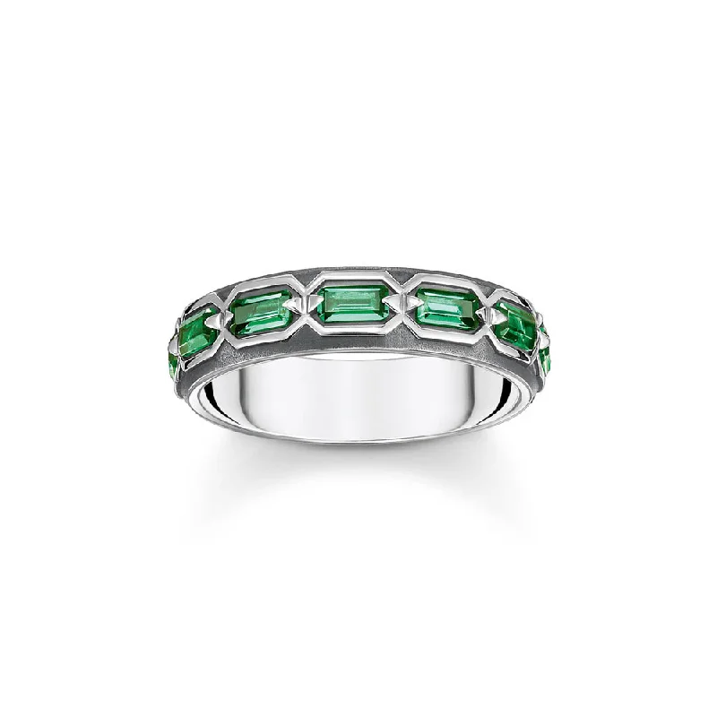 Thomas Sabo Sterling Silver Crocodile Rock Green Ring