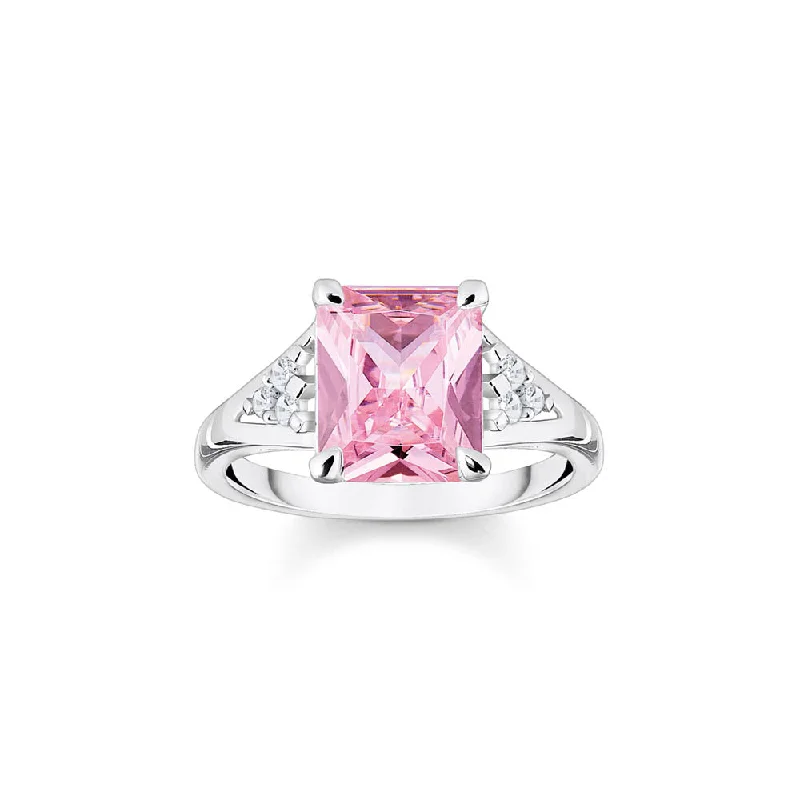 Thomas Sabo Sterling Silver Heritage Pink Cubic Zirconia Cocktail Ring