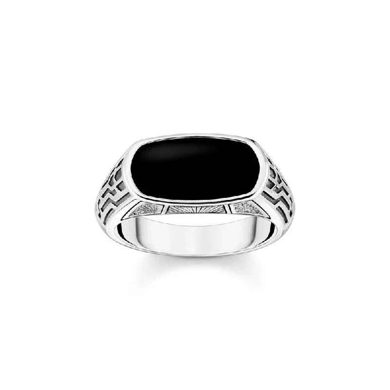 Thomas Sabo Sterling Silver Rebel Cliffs Onyx Signet Ring