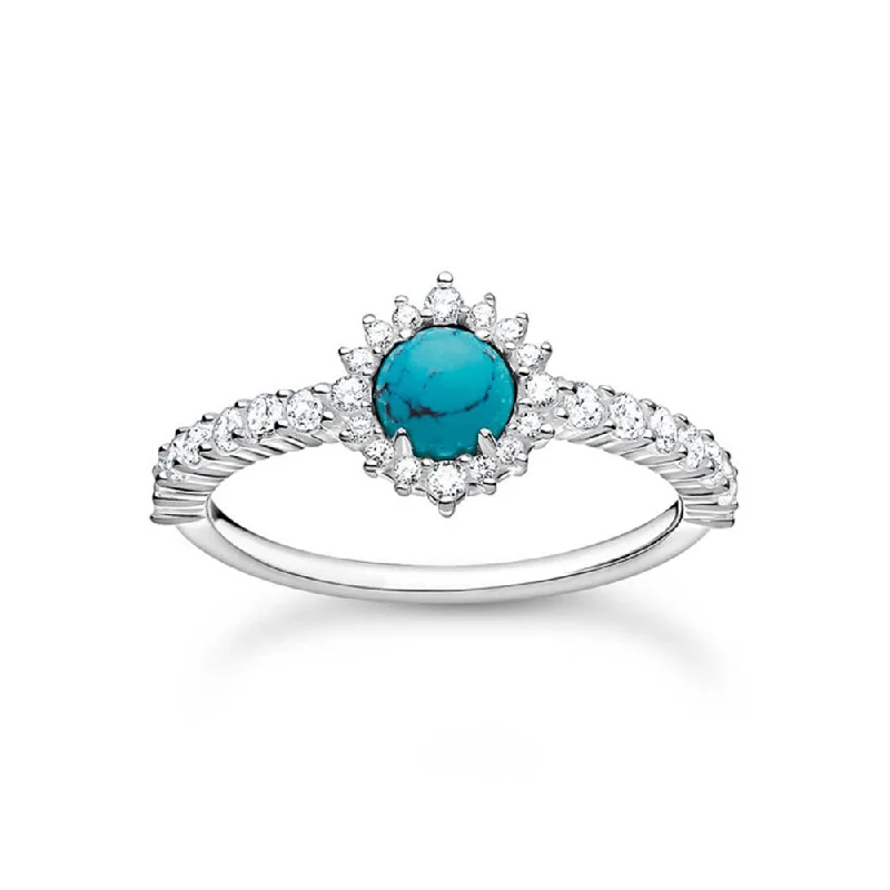 Thomas Sabo Sterling Silver Turquoise Cubic Zirconia Ring