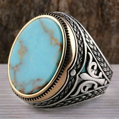 Turquoise Stone Best 925 Sterling Silver Mens Ring