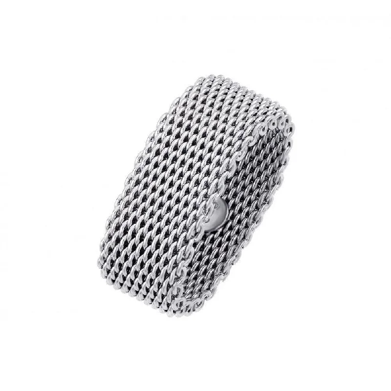 Silver 925 Rhodium Plated Chainmail Ring - AAR0086