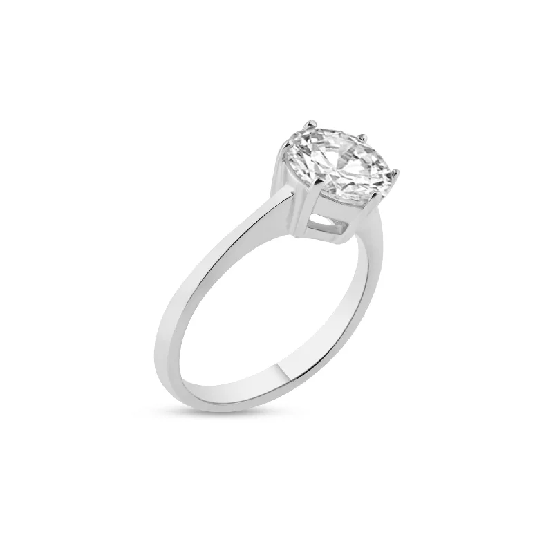 Silver 925 Rhodium Plated CZ Large Solitaire Ring - STR00599