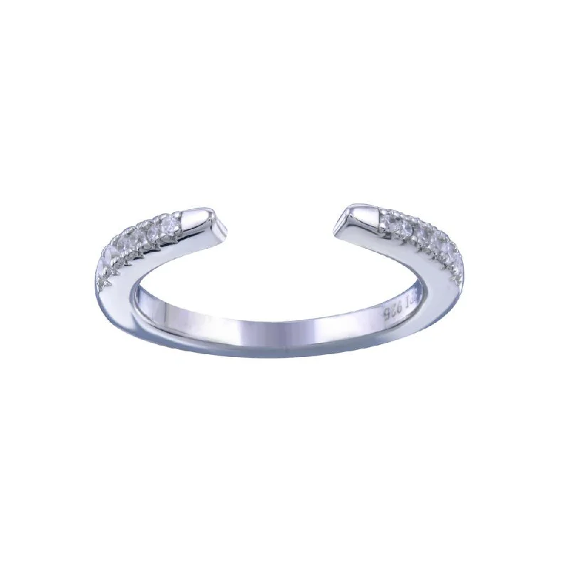 Rhodium Plated 925 Sterling Silver Open CZ Band Ring  - STR01153