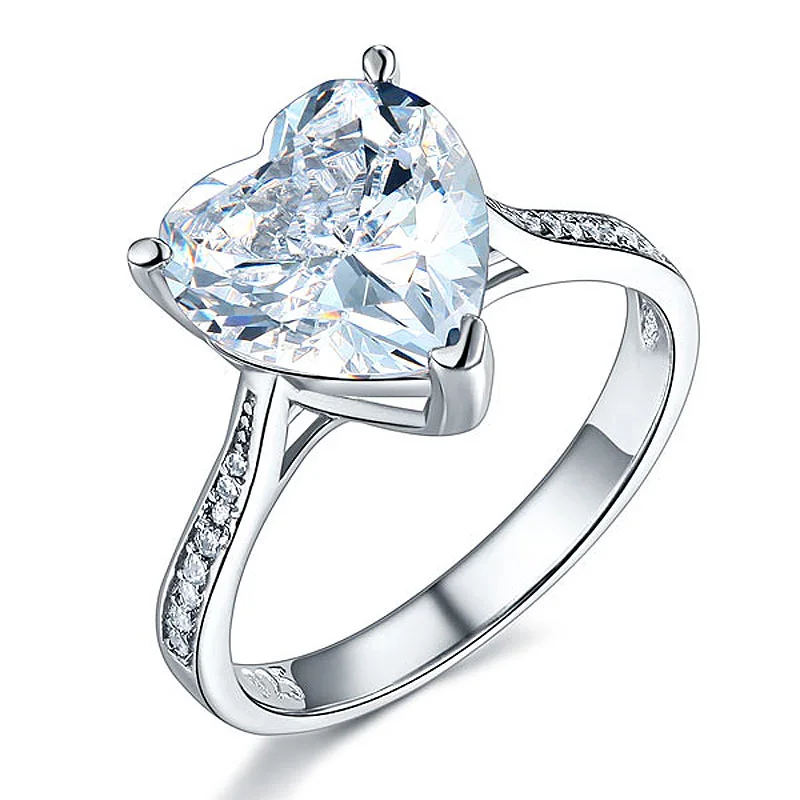 925 Sterling Silver Bridal Engagement Ring 3.5 Carat Heart Created Diamond Jewelry XFR8215