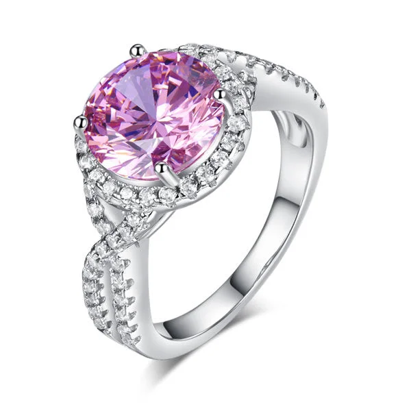 3 Carat Fancy Pink Created Diamond 925 Sterling Silver Wedding Engagement Luxury Ring Promise Anniversary XFR8242