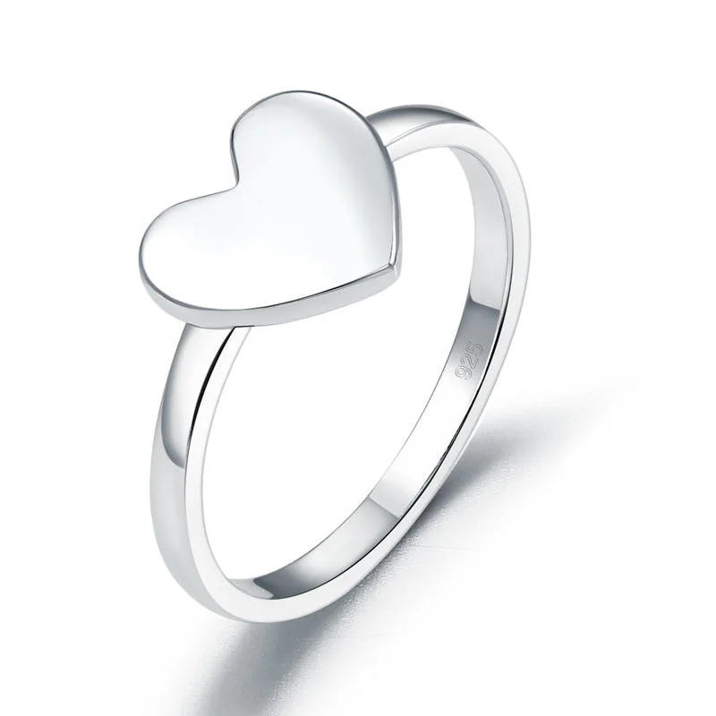 Plain Solid 925 Sterling Silver Ring Heart Fashion Trendy Stylish XFR8288