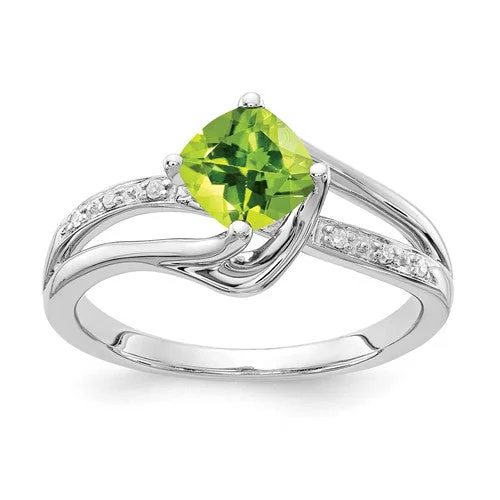 10k White Gold Peridot and Diamond Ring