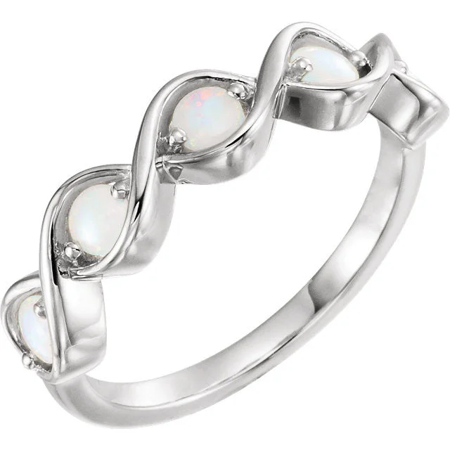 Australian Opal 5 Stone Stackable Ring - 14k Gold, Platinum or .925