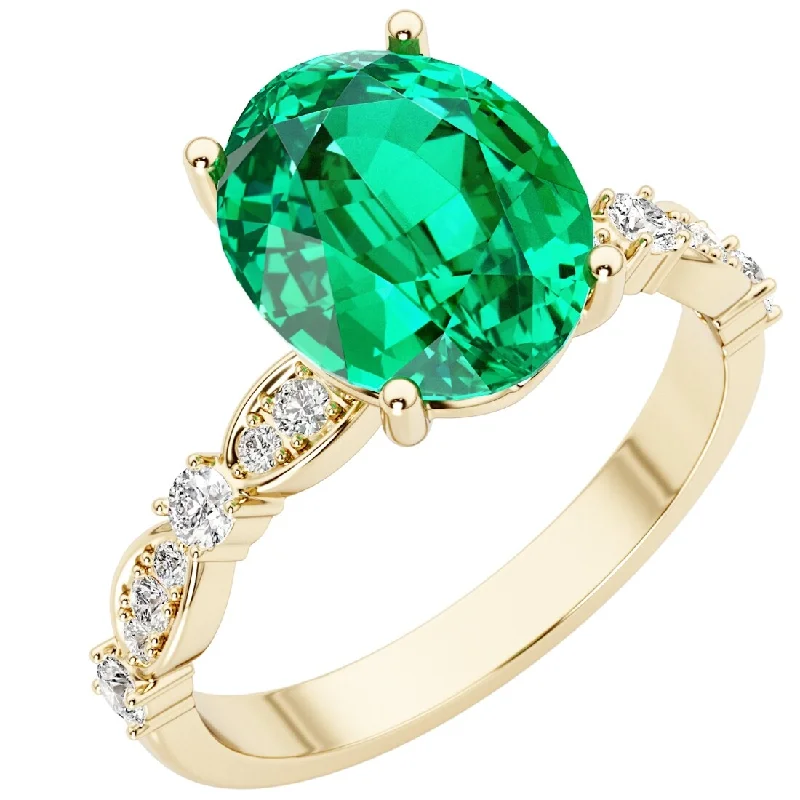 14k Yellow Gold 2.5 ct Colombian Emerald and Diamond Ring