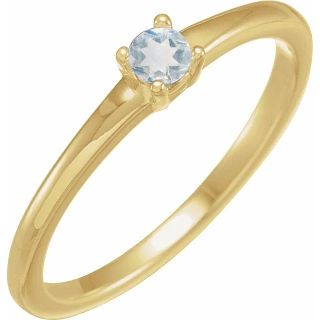 14K Yellow Gold Natural Blue Sheen Moonstone Ring