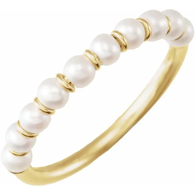 14K Yellow or White Gold Cultured Freshwater Pearl Ring