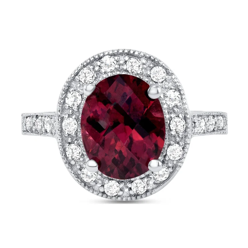 2.95 ct Pink Tourmaline and Diamond Ring in 14k White Gold