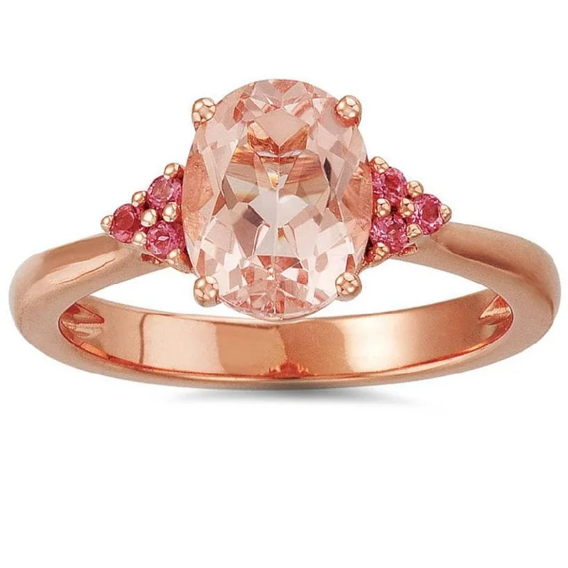 2ct Morganite & Pink Sapphire Vintage Ring Rose Gold