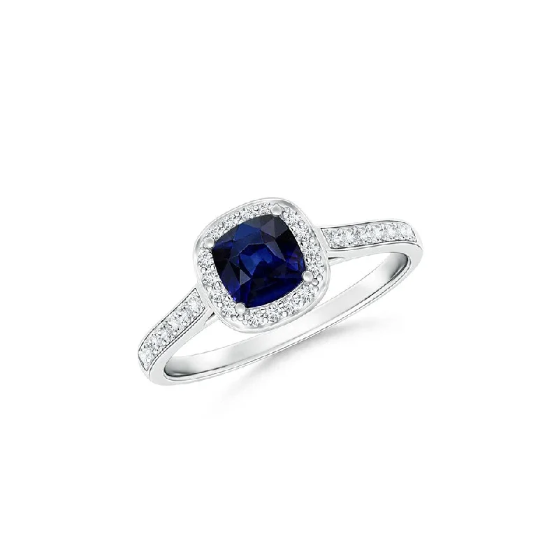 3.00 Cttw Sapphire Halo Ring Solid Sterling Silver Size 6 7 8 9 Lab Created