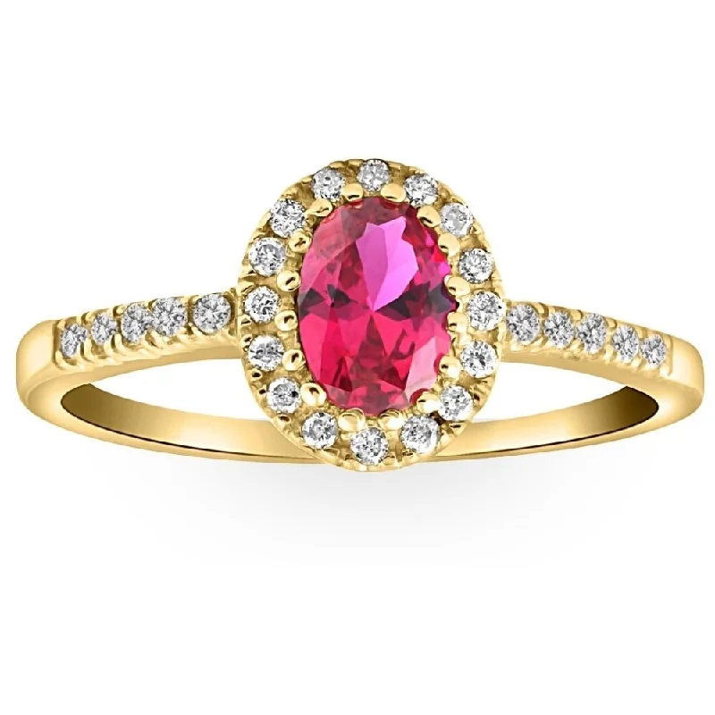 3/4ct Ruby & Diamond Ring Yellow Gold