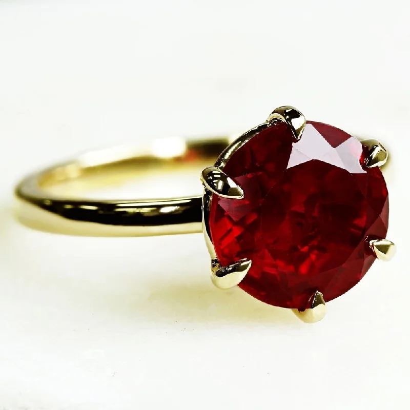 Annello by Kobelli 14k Gold Created Red Ruby 6-Prong Solitaire Ring