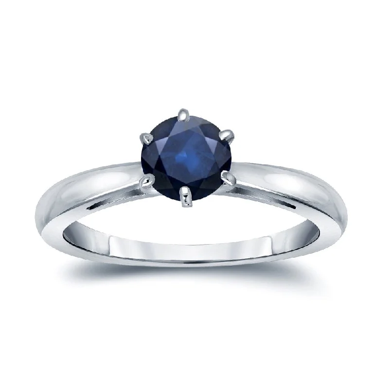 Auriya 14k Gold Blue Sapphire Solitaire Engagement Ring 1/2ct TGW