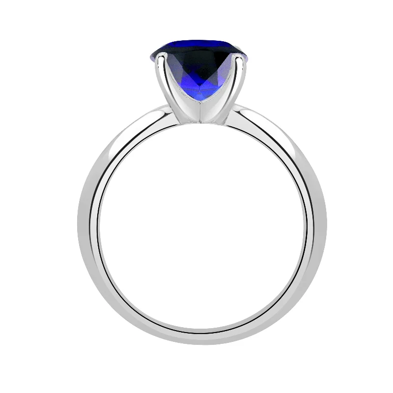 Auriya 14k White Gold Lab Grown Gemstone Blue Sapphire Ring Round 0.25 to 1.00 ct. tw. 4-Prong