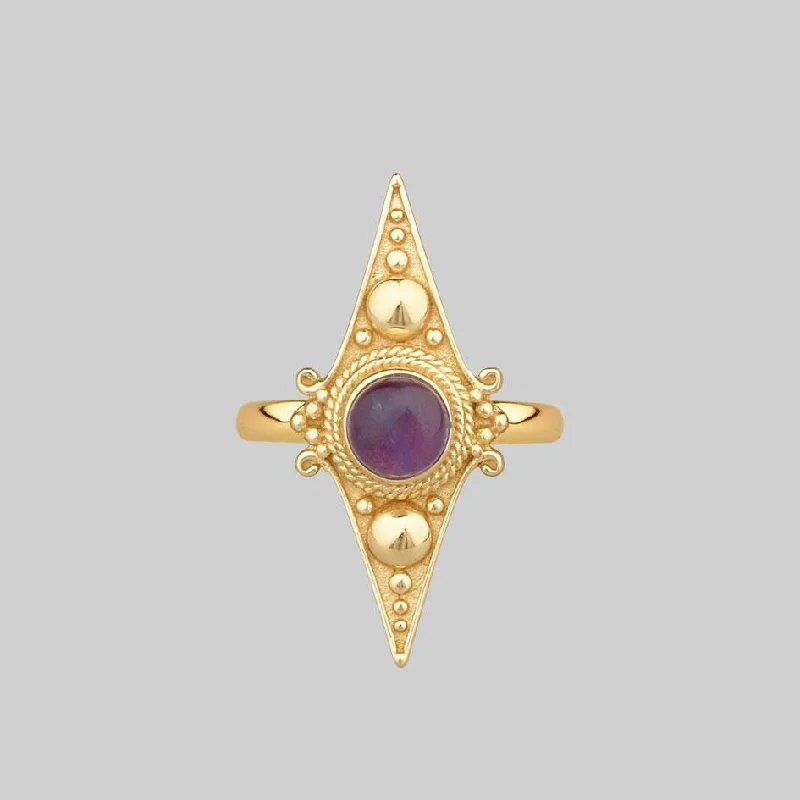 BALANCE. Amethyst Equilibrium Gemstone Ring - Gold