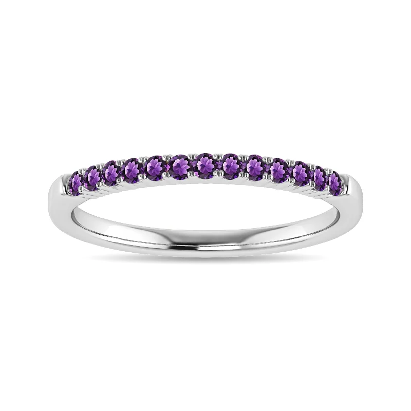 Diamond 1/5 Ct.Tw. Amethyst Stackable Band in 10K White Gold