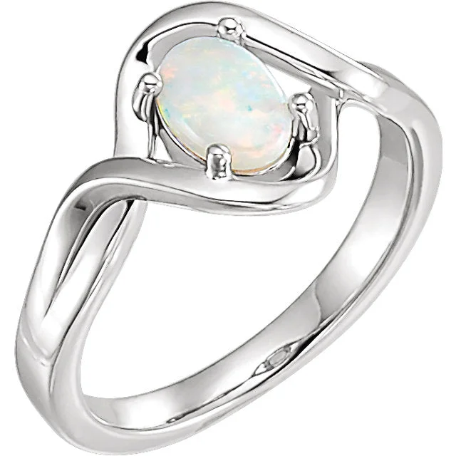 Genuine Oval Australian Opal Freeform Infinity Ring in 14k Gold or Sterling Silver