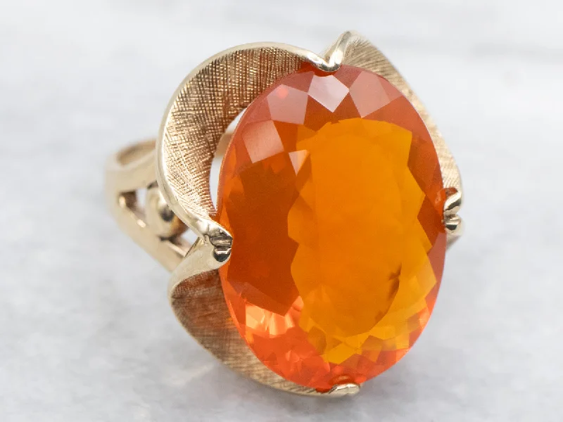 Mexican Fire Opal and Gold Cocktail Ring