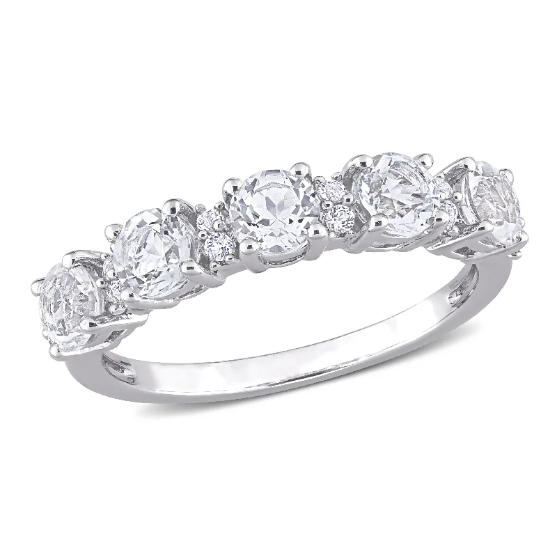 Miadora 1 5/5ct TGW White Topaz Semi Eternity Ring in Sterling Silver