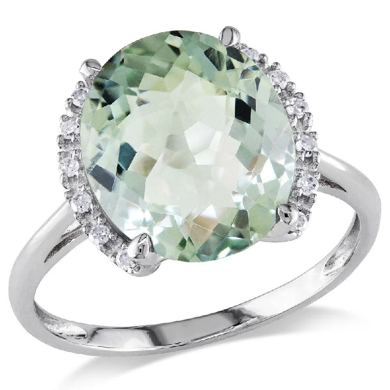 Miadora 10k Gold Green Amethyst and Diamond Ring