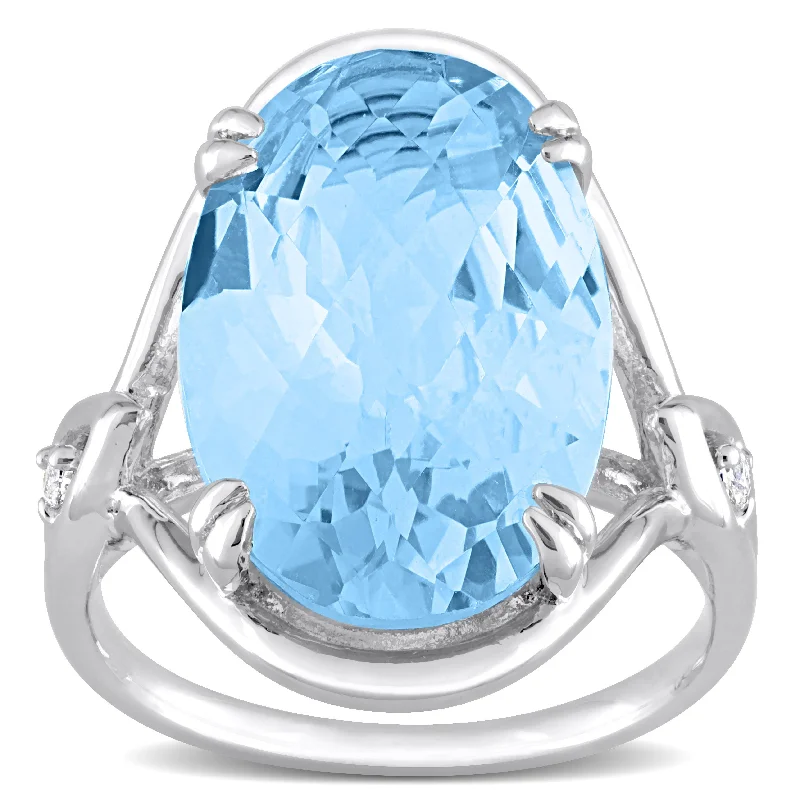 Miadora 13 3/5ct TGW Sky Blue and White Topaz Fashion Ring in Sterling Silver