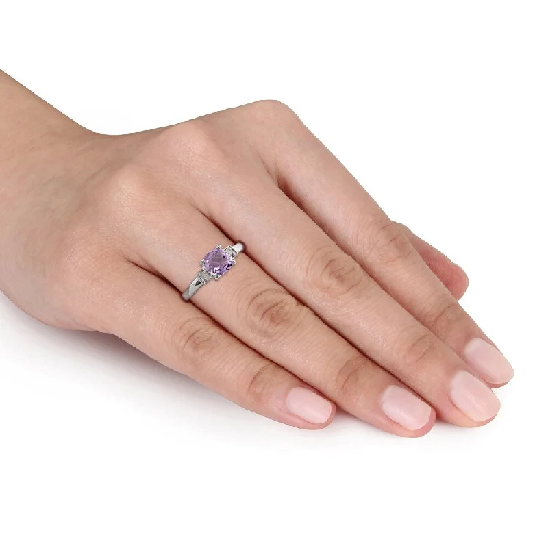 Miadora Sterling Silver Amethyst and Diamond Accent Ring