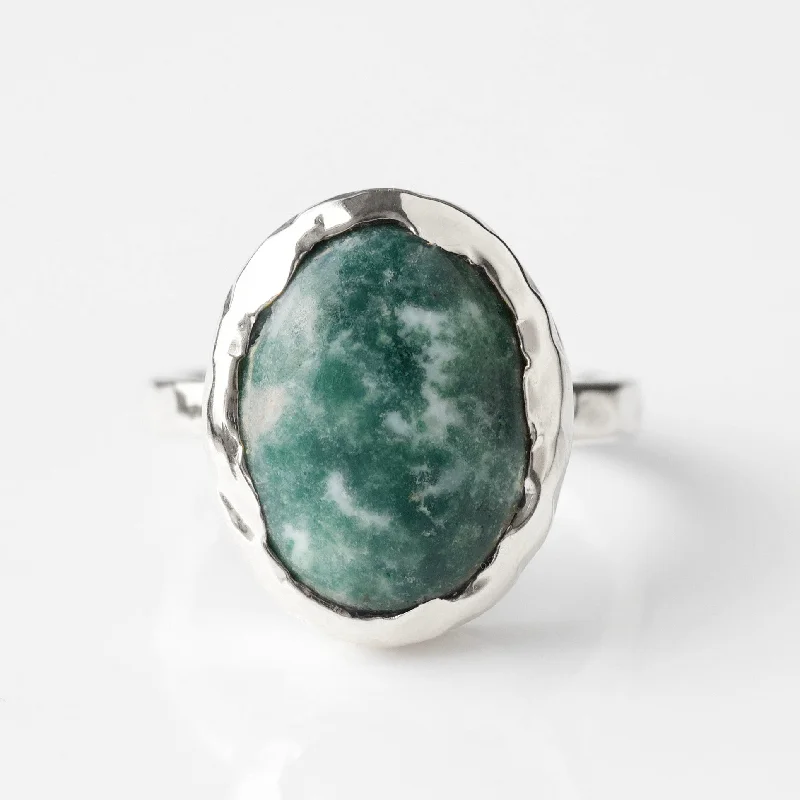 Molten Organic Snowflake Jade Ring