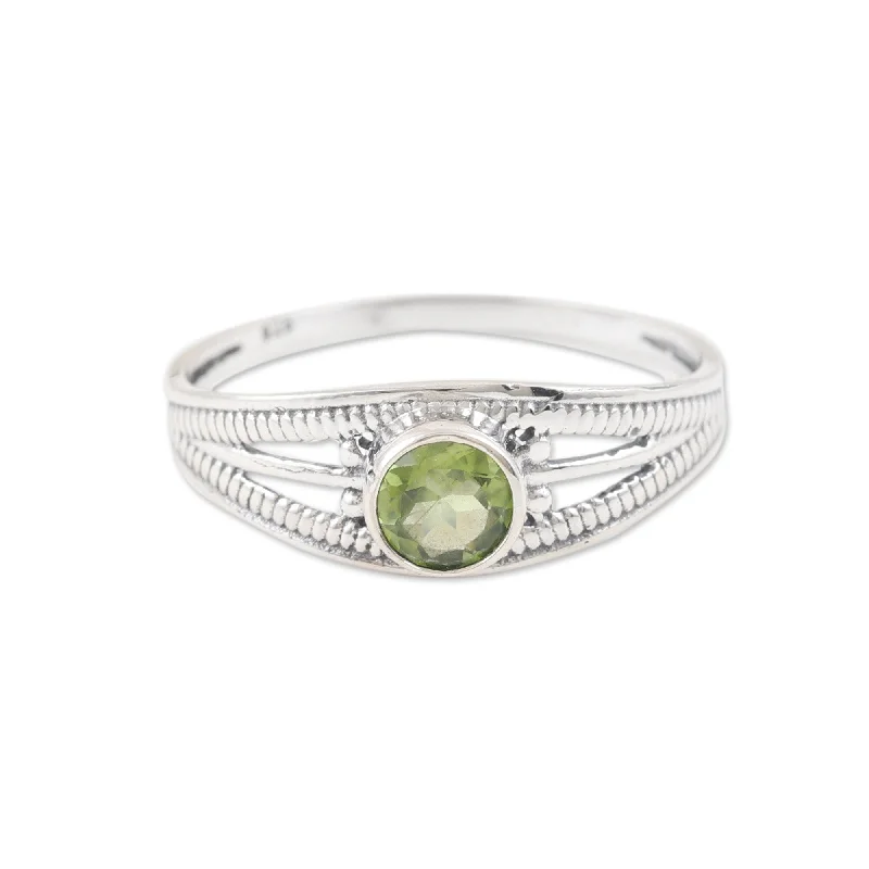 Novica Handmade Fortunate Eden Peridot Domed Single Stone Ring