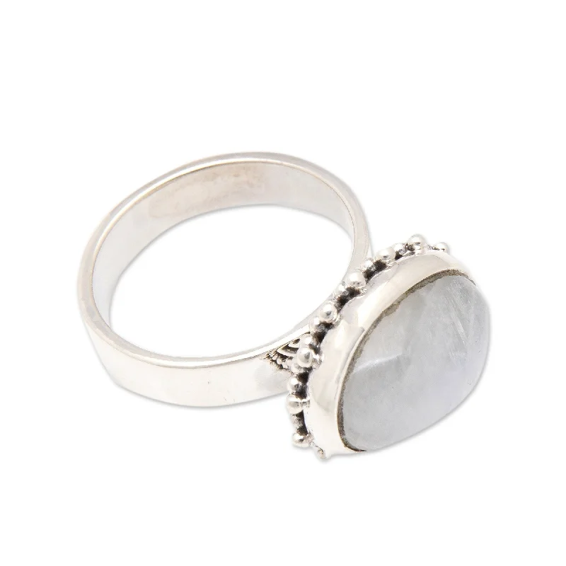 Novica Handmade Moon Paradise Rainbow Moonstone Cocktail Ring