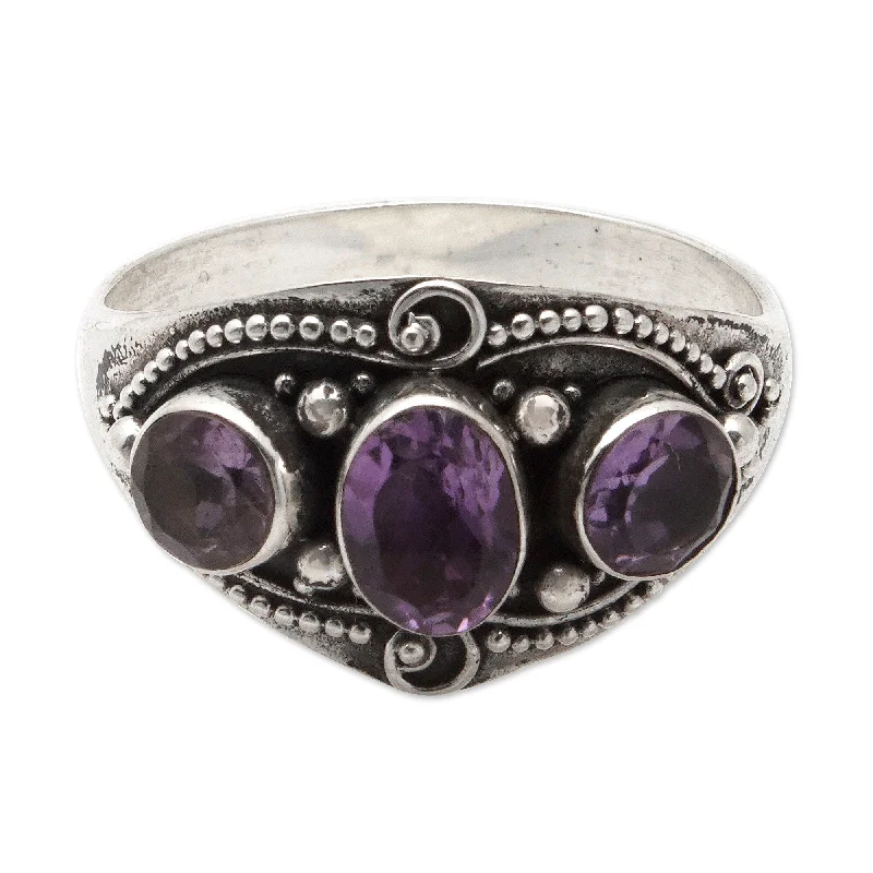 Novica Handmade Purple Enchantment Amethyst Multi-Stone Ring