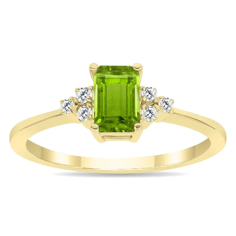 Peridot and Diamond Regal Ring in 10k Yellow Gold