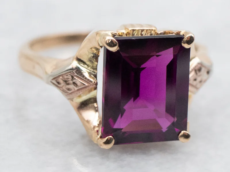 Retro Rhodolite Garnet Solitaire Ring