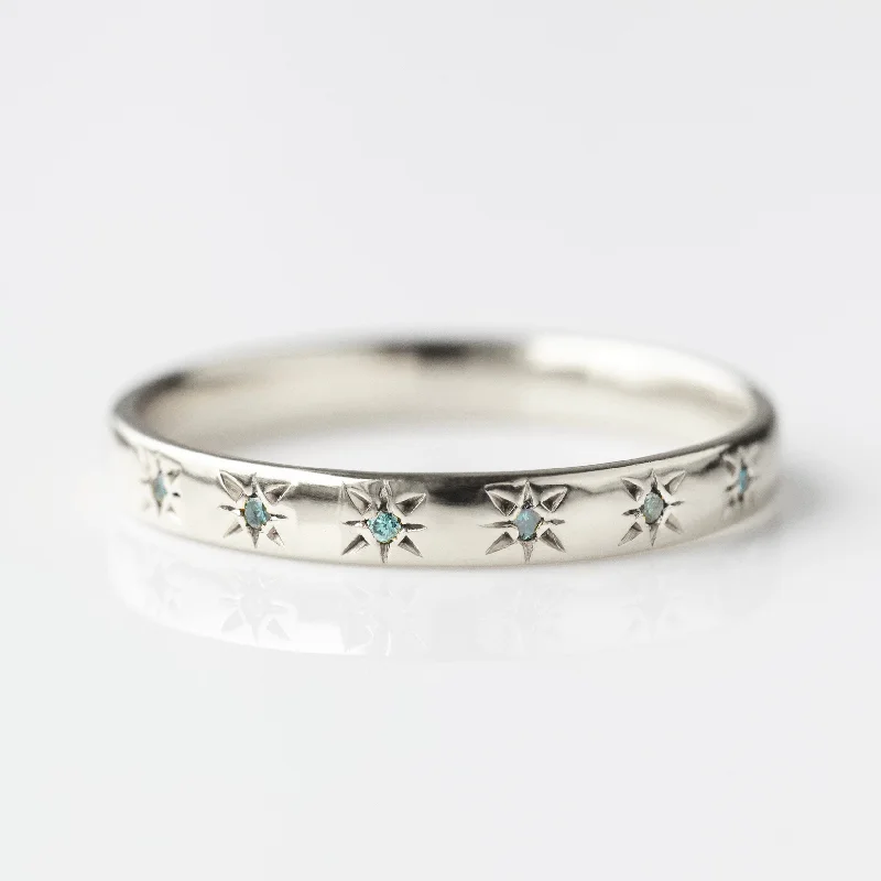 Simple Star Set Blue Diamond Band