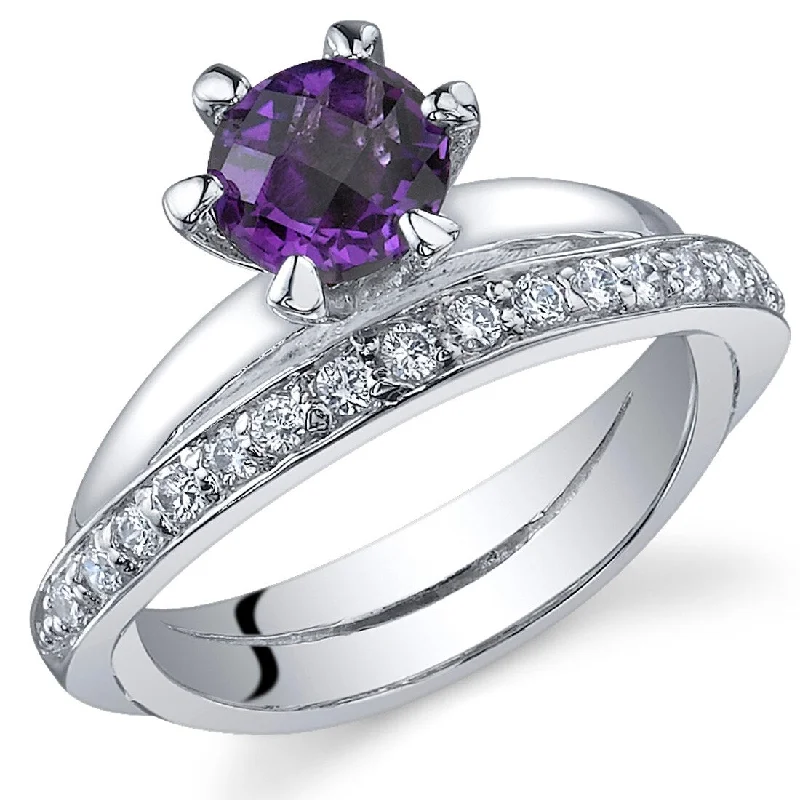 Sterling Silver 0.75 ct Amethyst Birthstone Ring